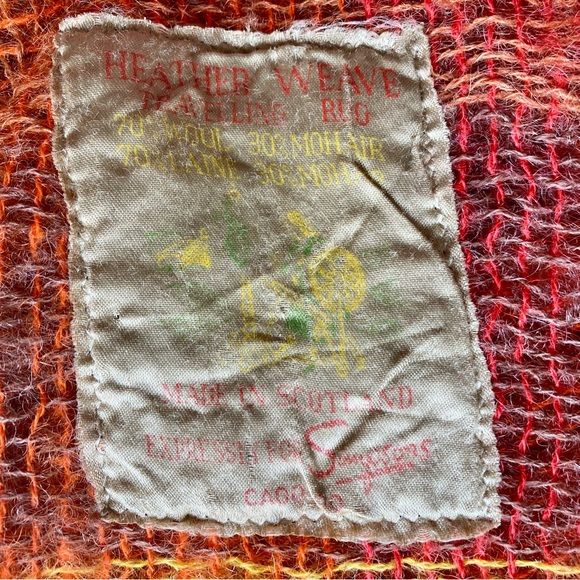 Vintage wool mohair Scottish plaid Heather Weave afghan throw blanket shawl - Picture 4 of 12